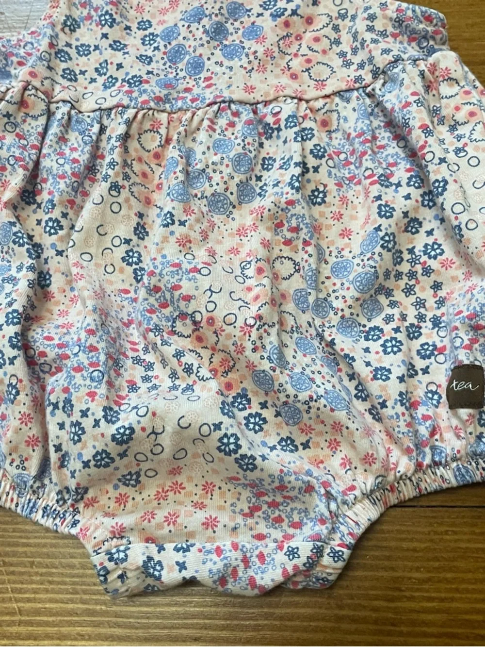 Tea Collection Pink & Blue Floral Bubble Romper Size 0-3 Months